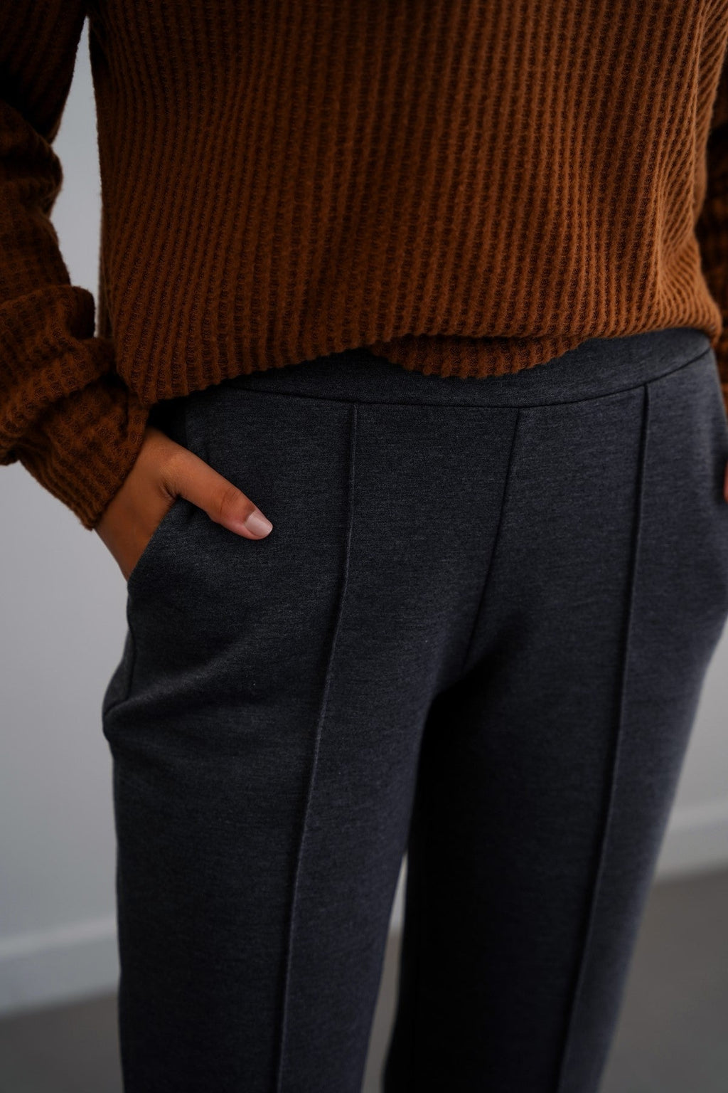 CHARCOAL STRAIGHT EASY SLACKS