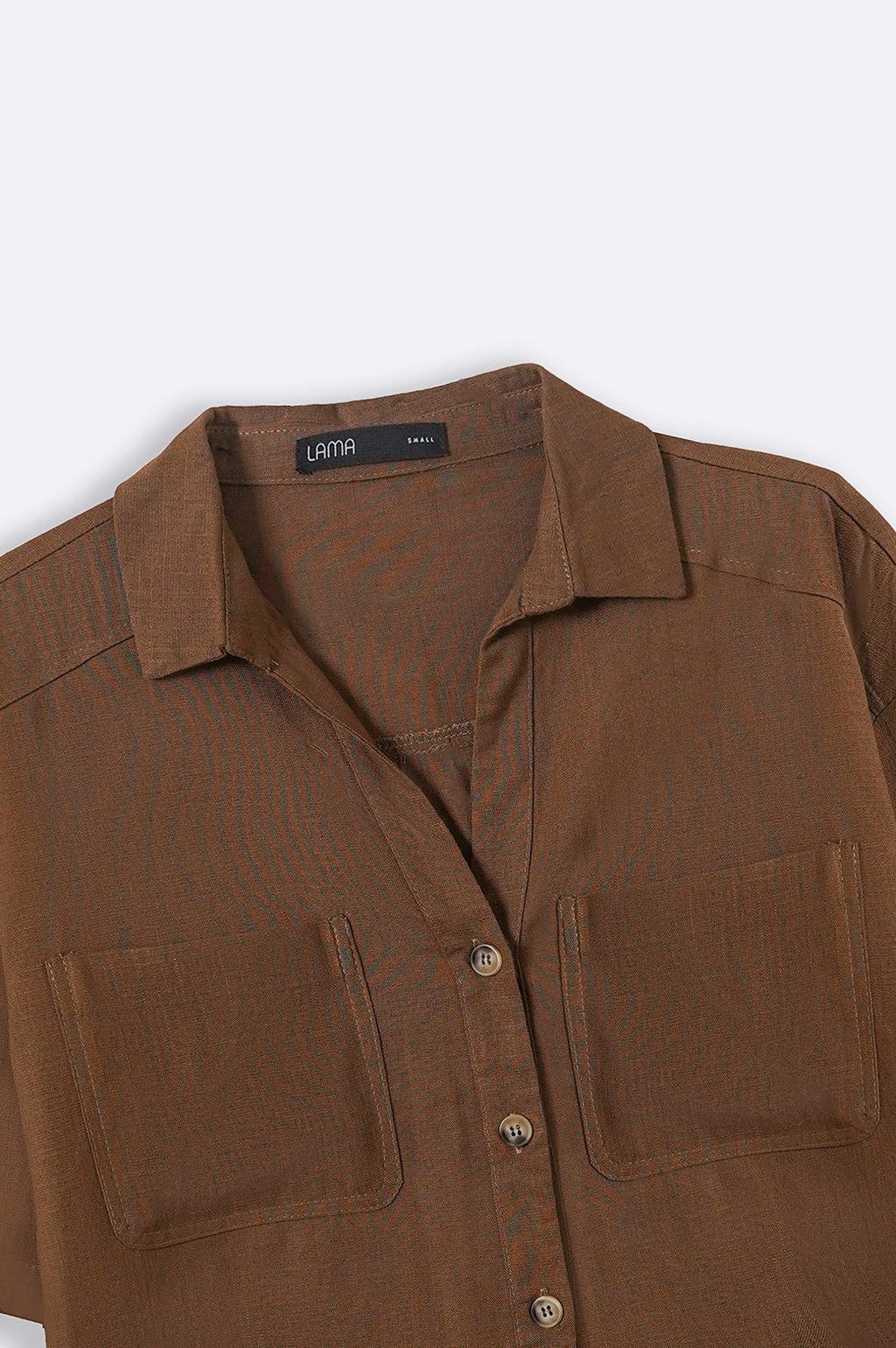 BROWN CROPPED BUTTON DOWN