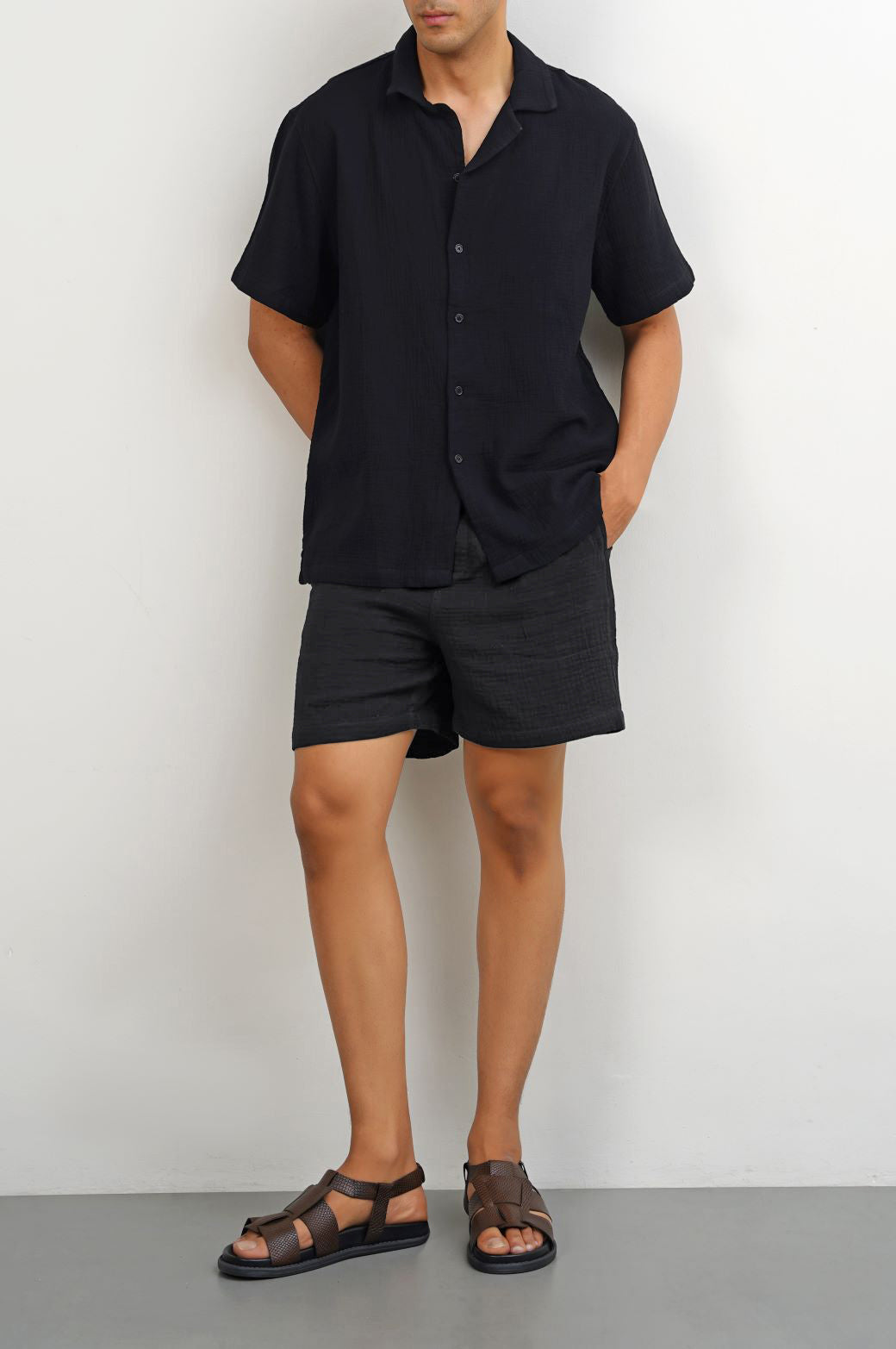 CHARCOAL MUSLIN SHORTS