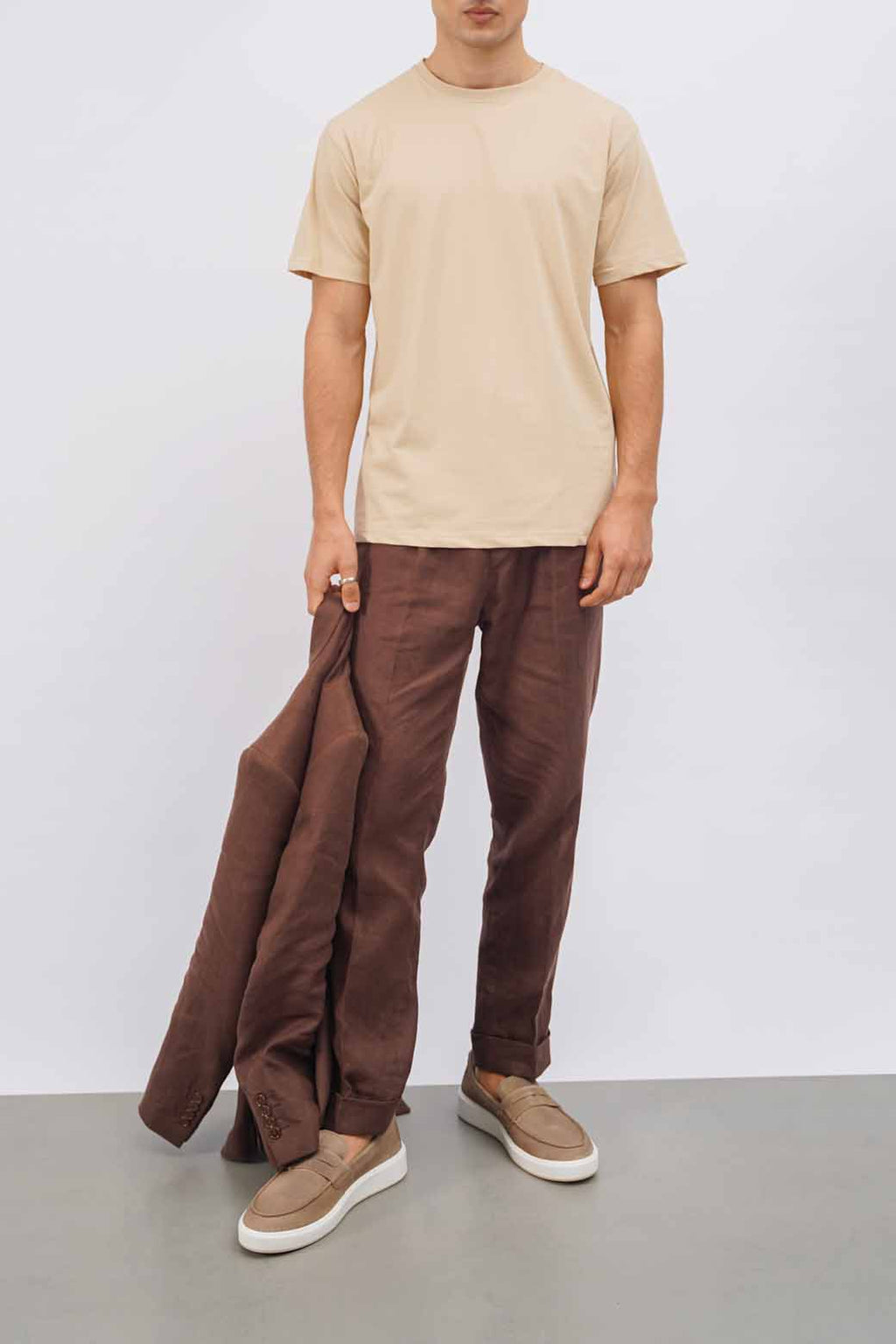 BEIGE CREW-NECK TEE