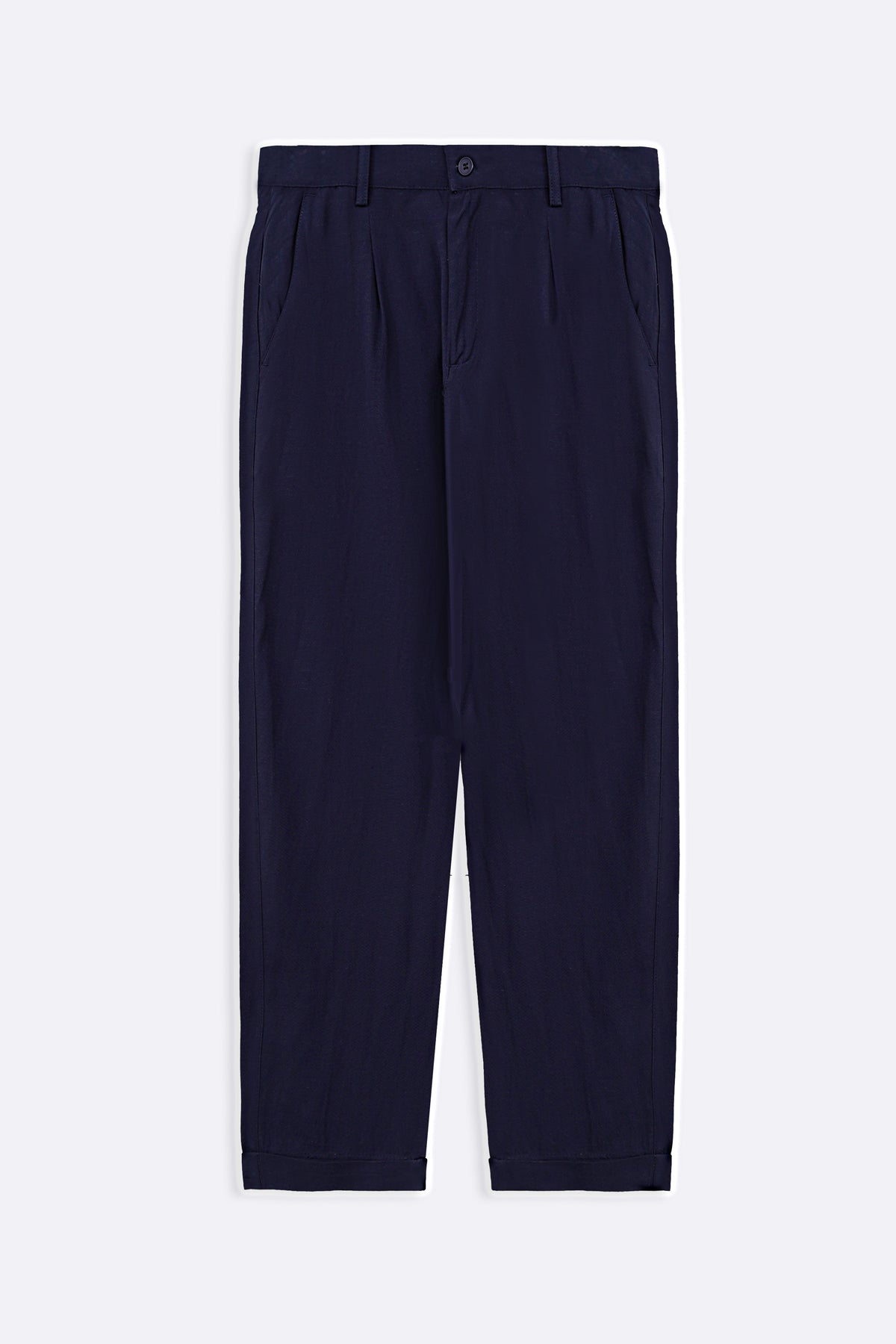 NAVY TURN-UP PANTS