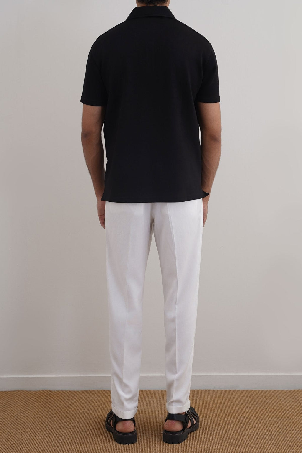 WHITE TURN-UP PANTS