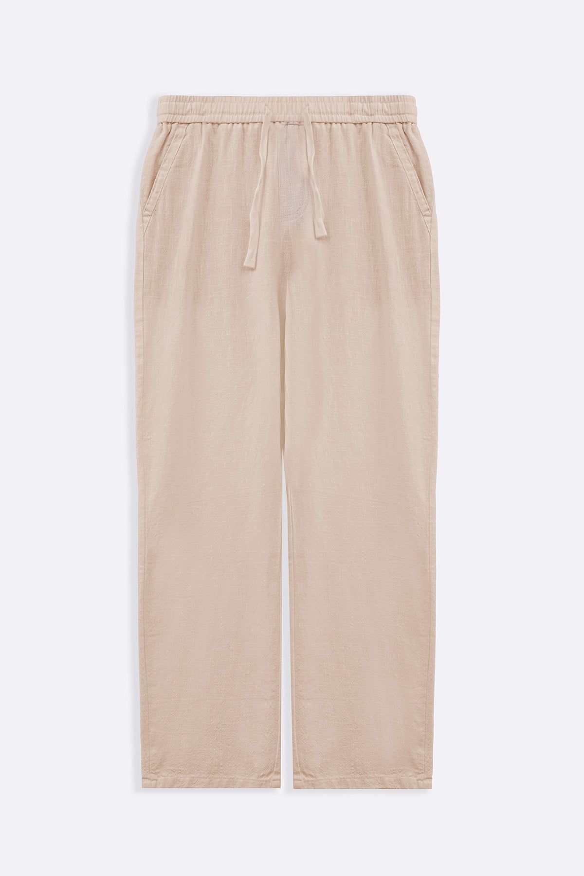 ECRU TEXTURED COTTON TROUSERS