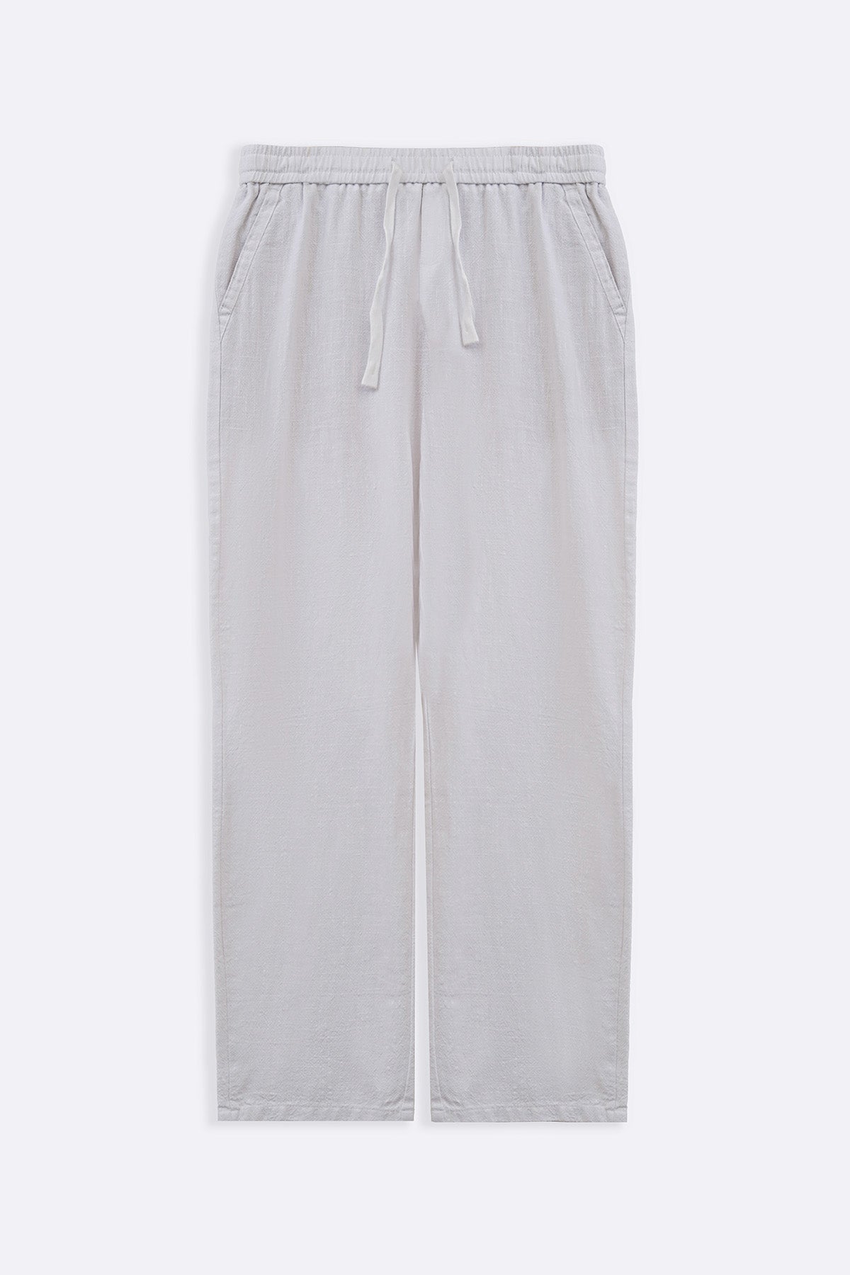 WHITE TEXTURED COTTON TROUSERS