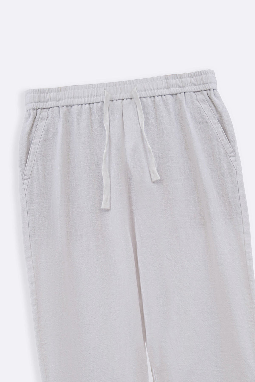 WHITE TEXTURED COTTON TROUSERS