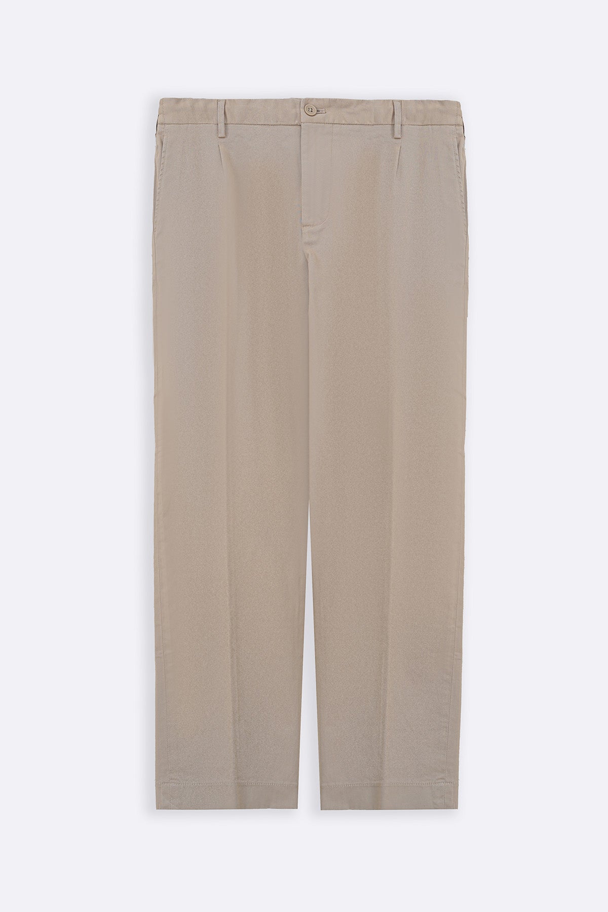 BEIGE PLEATED COTTON TROUSERS