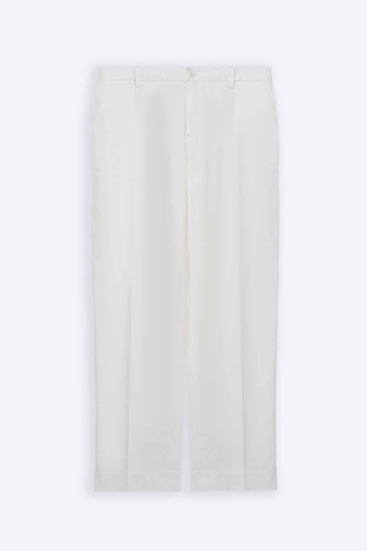 OFF WHITE PLEATED COTTON TROUSERS