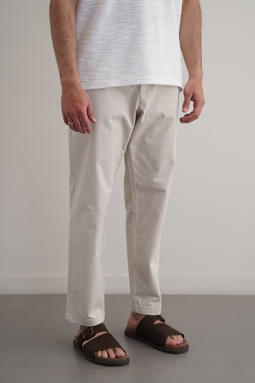 ECRU TAPERED CHINOS