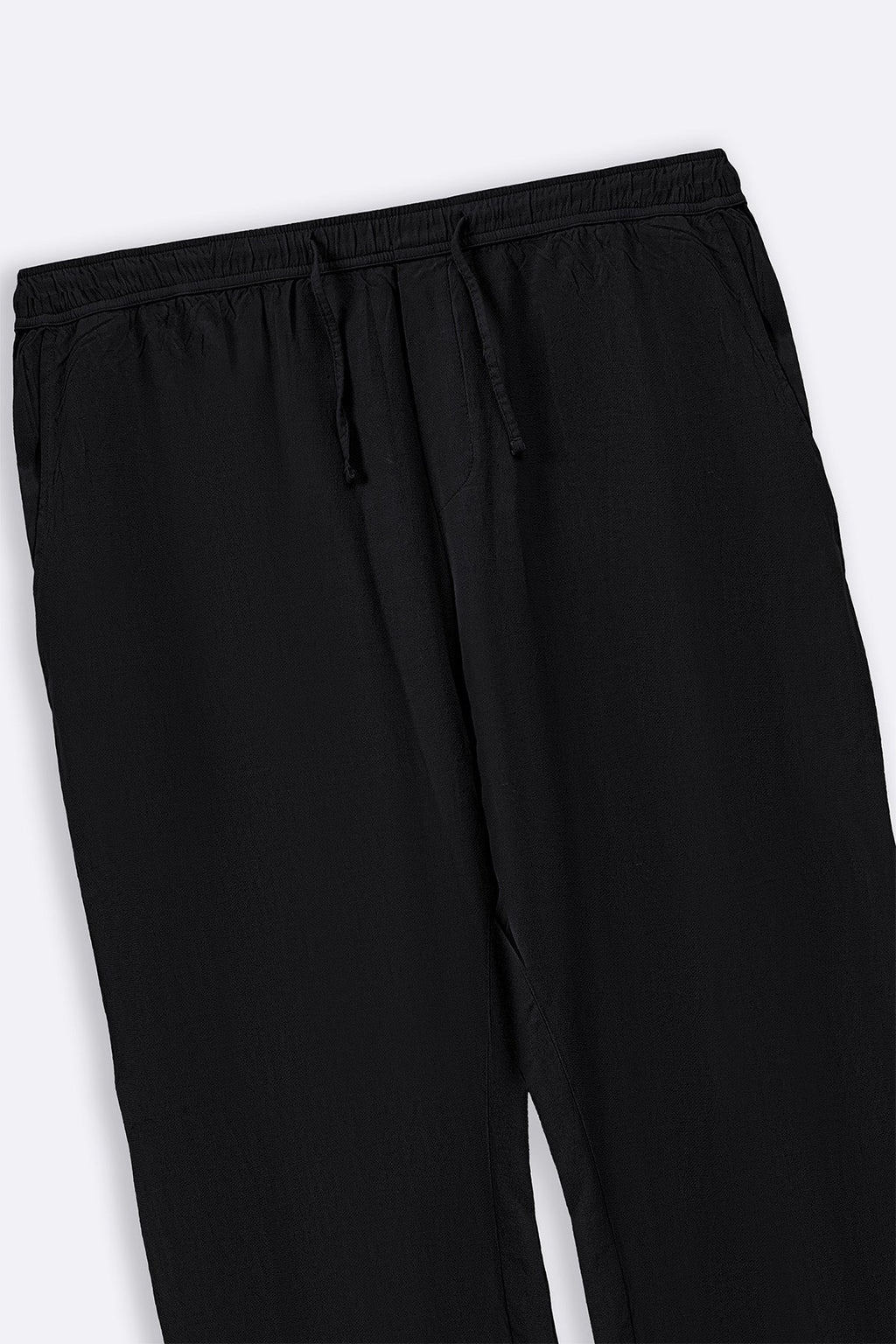 BLACK LINEN BLEND RELAXED TROUSERS