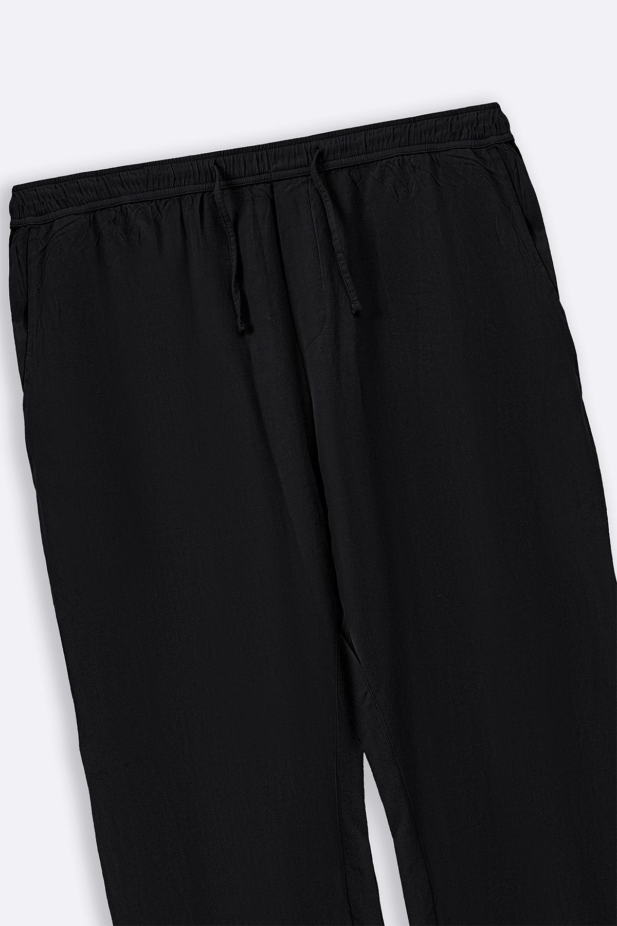 BLACK LINEN BLEND RELAXED TROUSERS