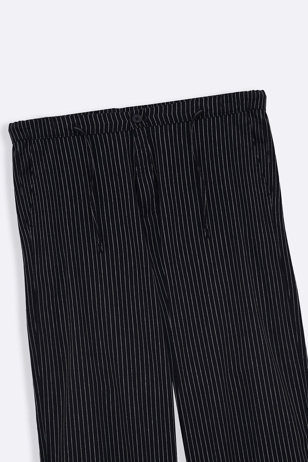 BLACK EASY PINSTRIPE TROUSERS