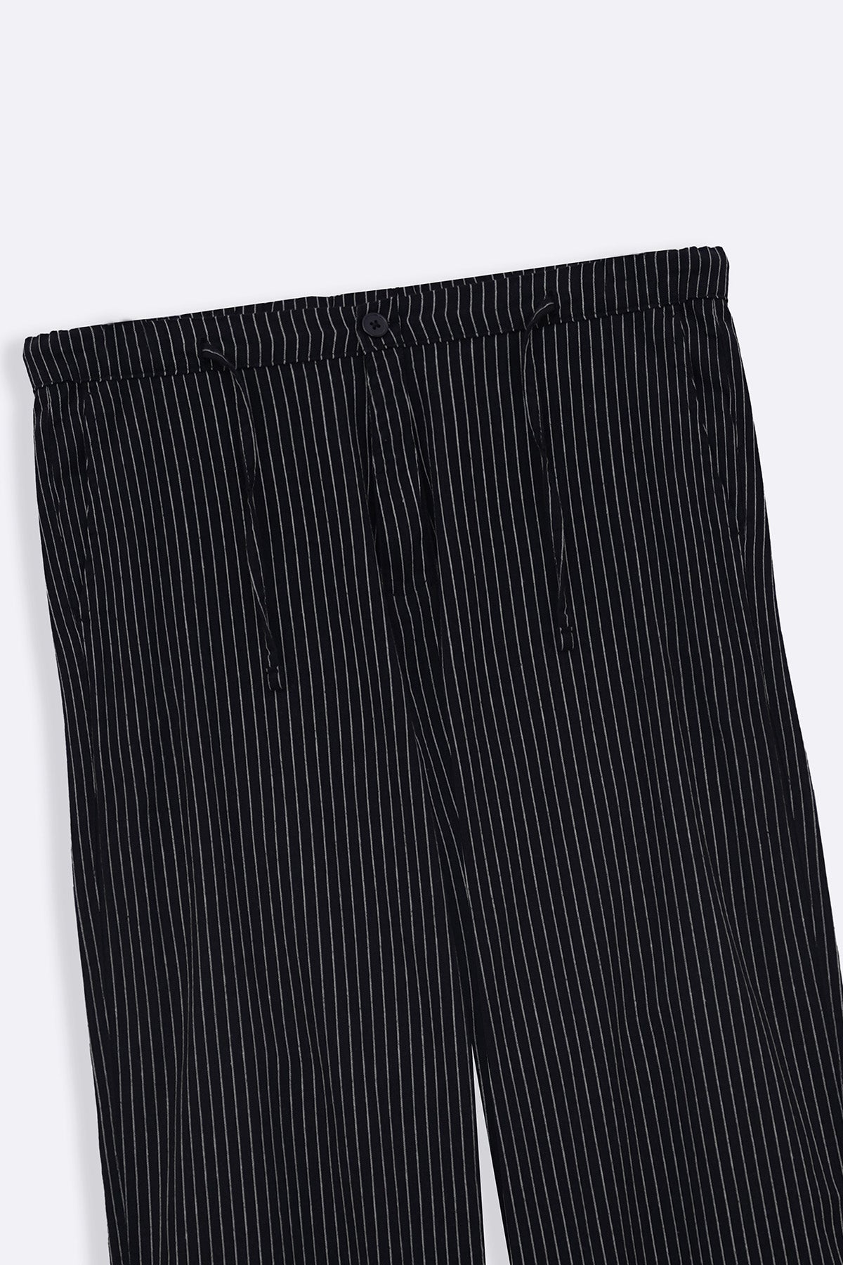 BLACK EASY PINSTRIPE TROUSERS