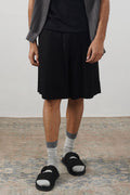 BLACK LINEN BLEND SHORTS