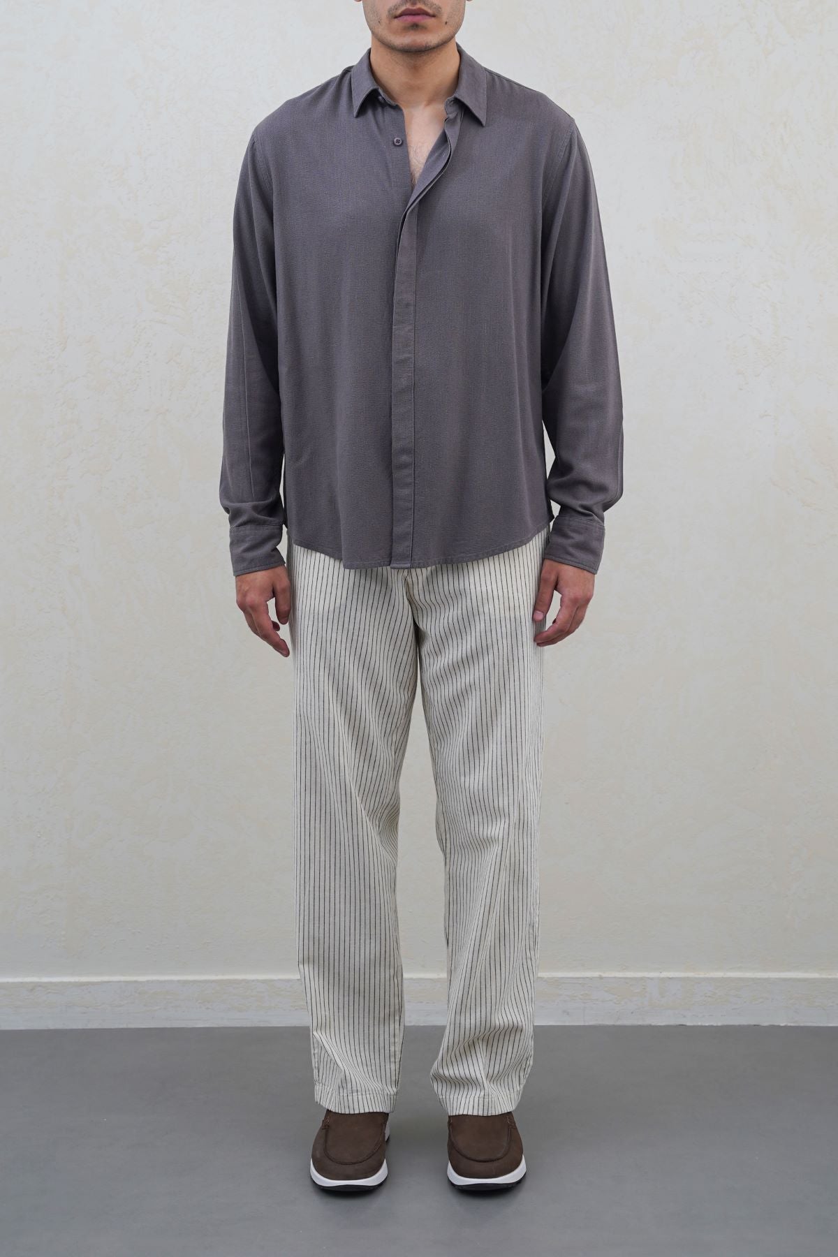 ECRU EASY PINSTRIPE TROUSERS