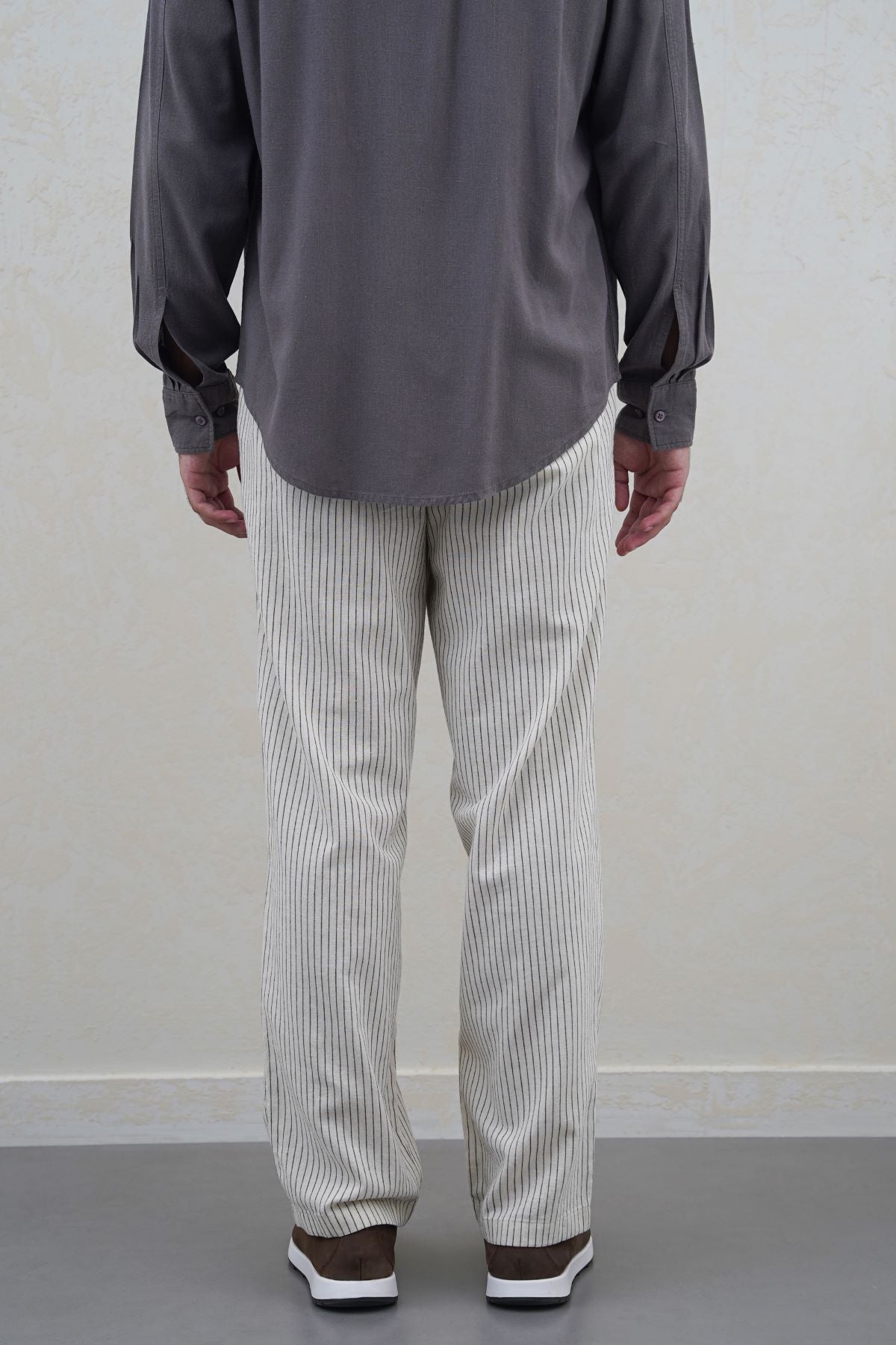 ECRU EASY PINSTRIPE TROUSERS