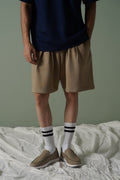 KHAKI KNITTED EASY SHORTS