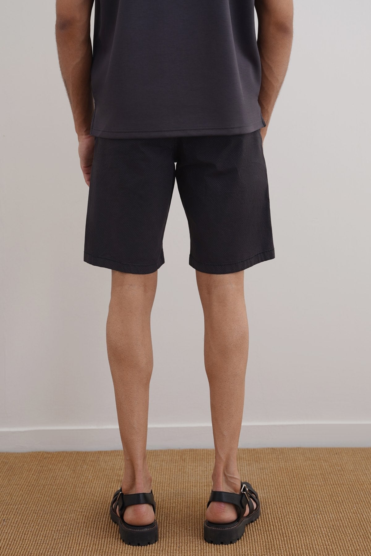 BLACK PRINTED CHINO SHORTS
