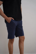NAVY PRINTED CHINO SHORTS