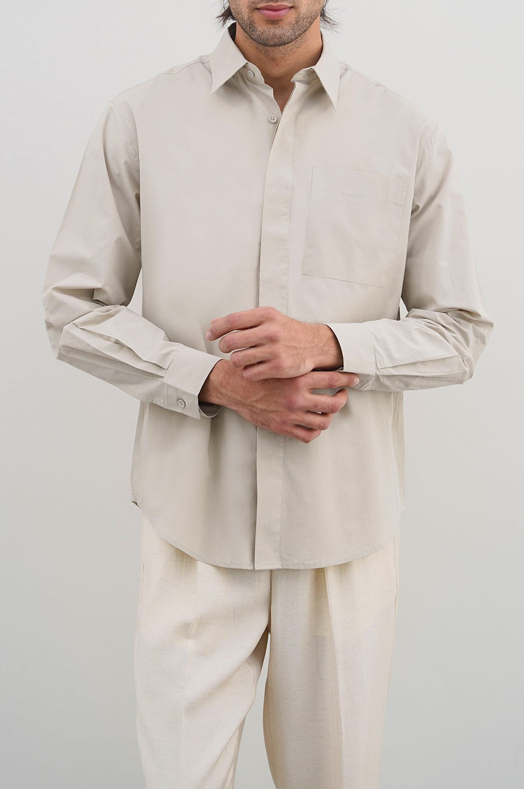 BEIGE POPLIN SHIRT