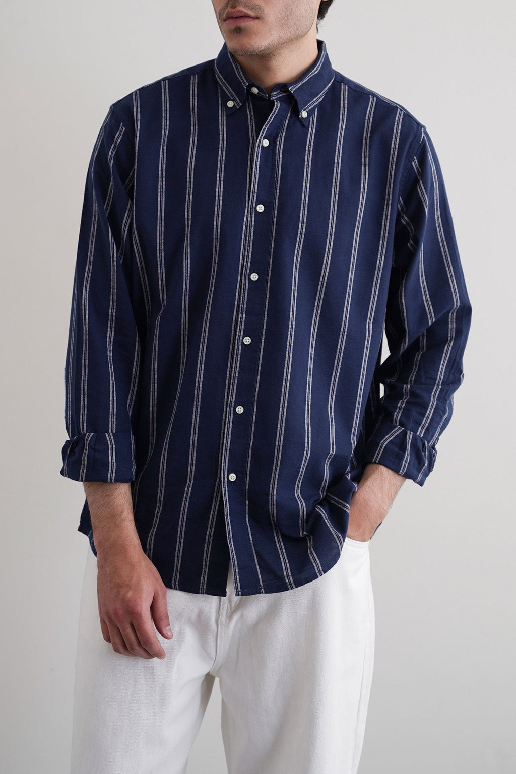 BLUE STRIPED COTTON SHIRT