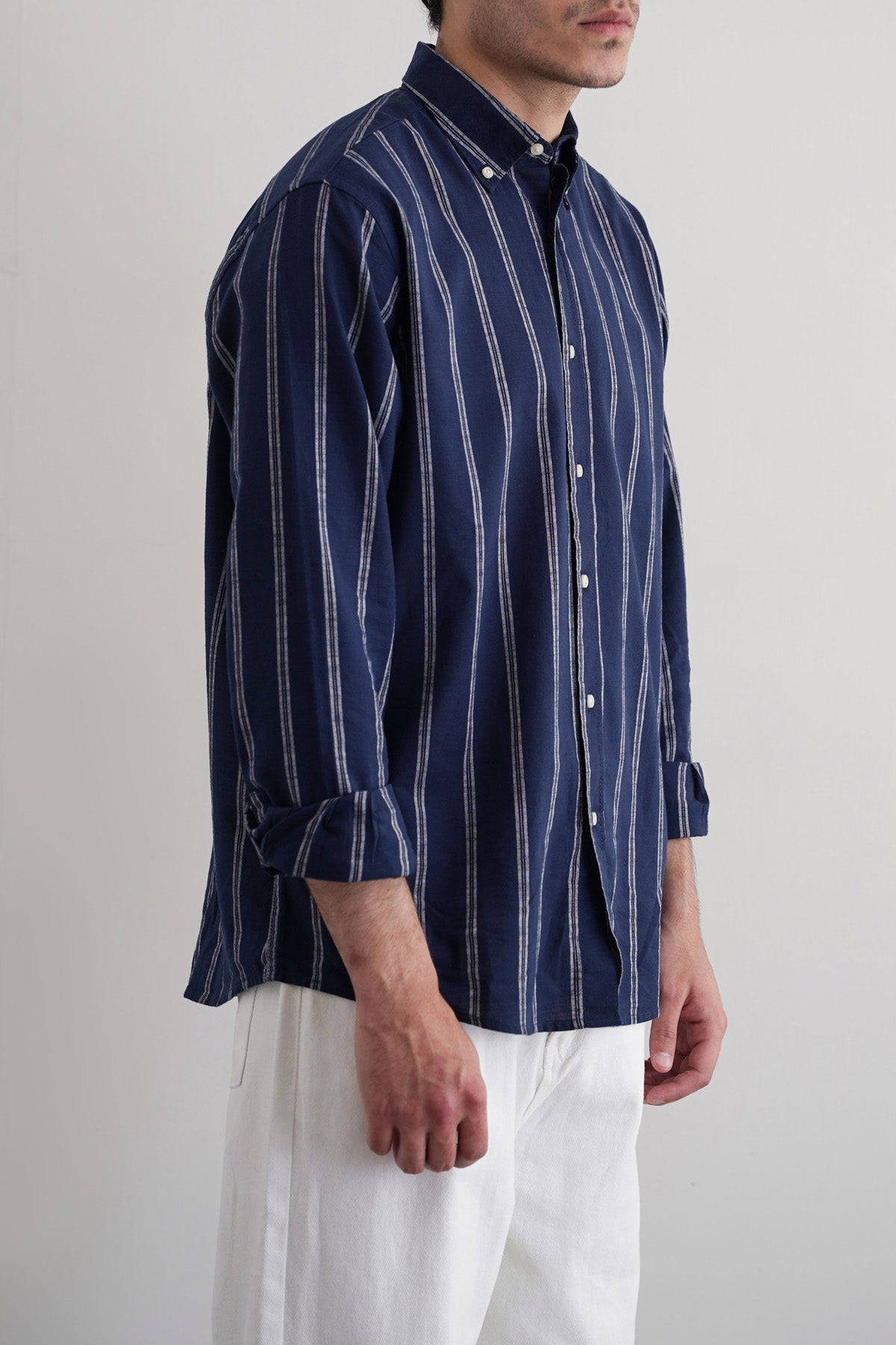 BLUE STRIPED COTTON SHIRT