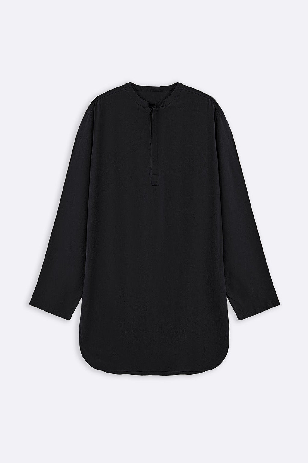 BLACK LINEN BLEND LONG SHIRT