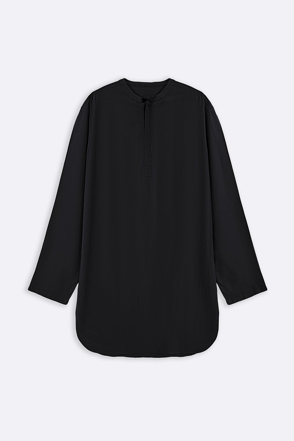 BLACK LINEN BLEND LONG SHIRT