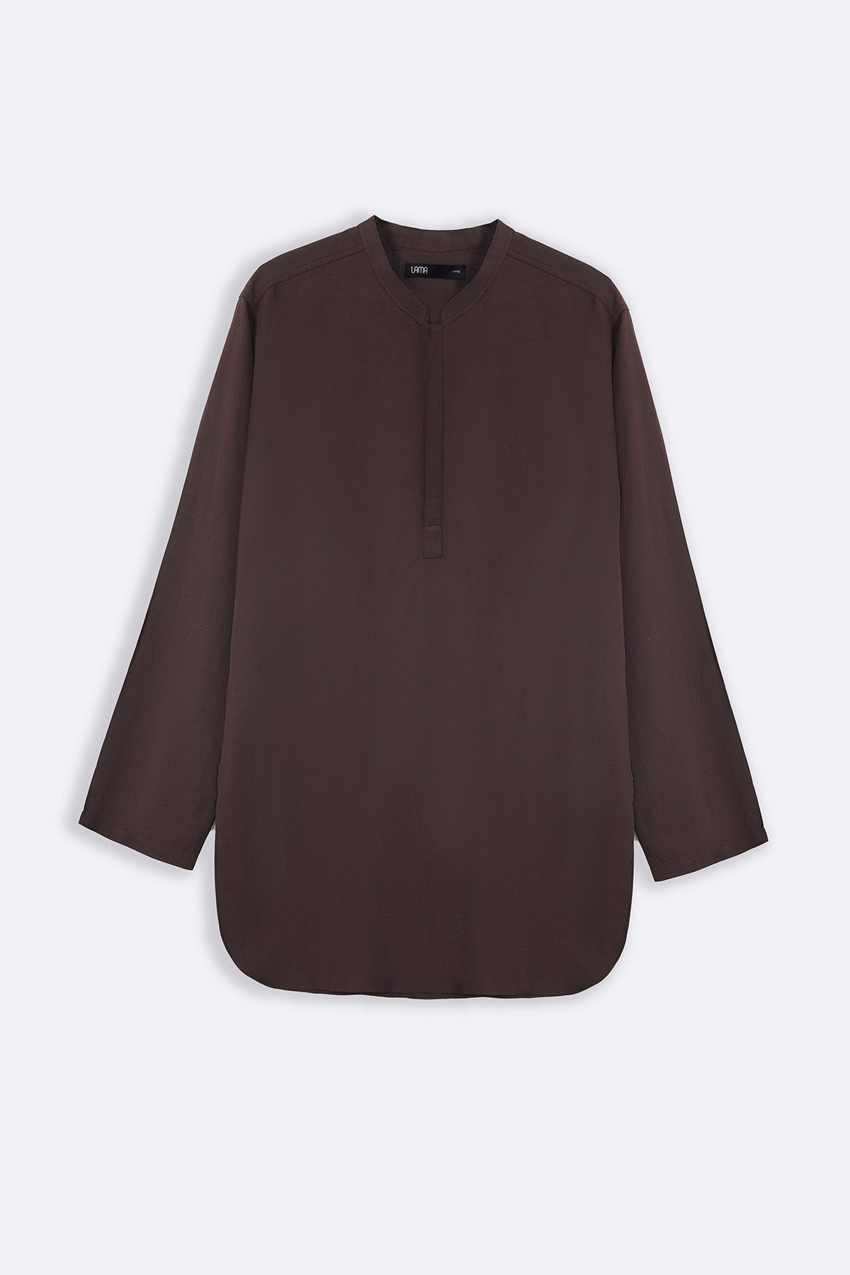 COFFEE LINEN BLEND LONG SHIRT
