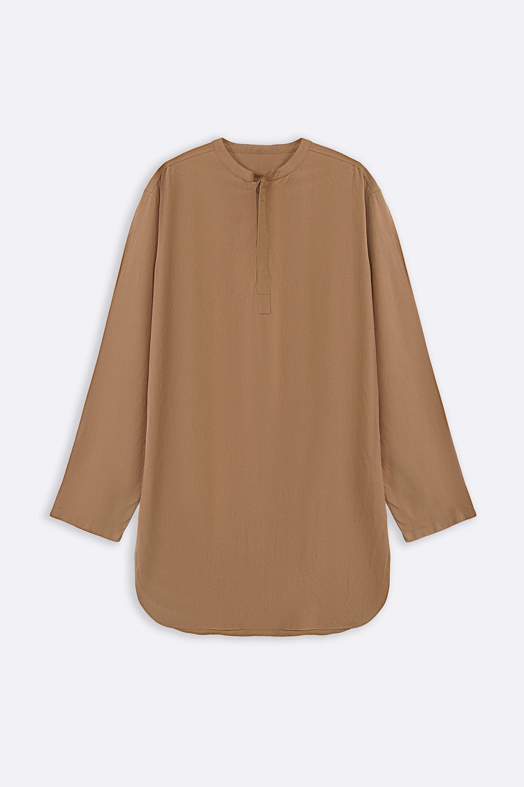 KHAKI LINEN BLEND LONG SHIRT