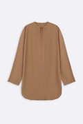 KHAKI LINEN BLEND LONG SHIRT