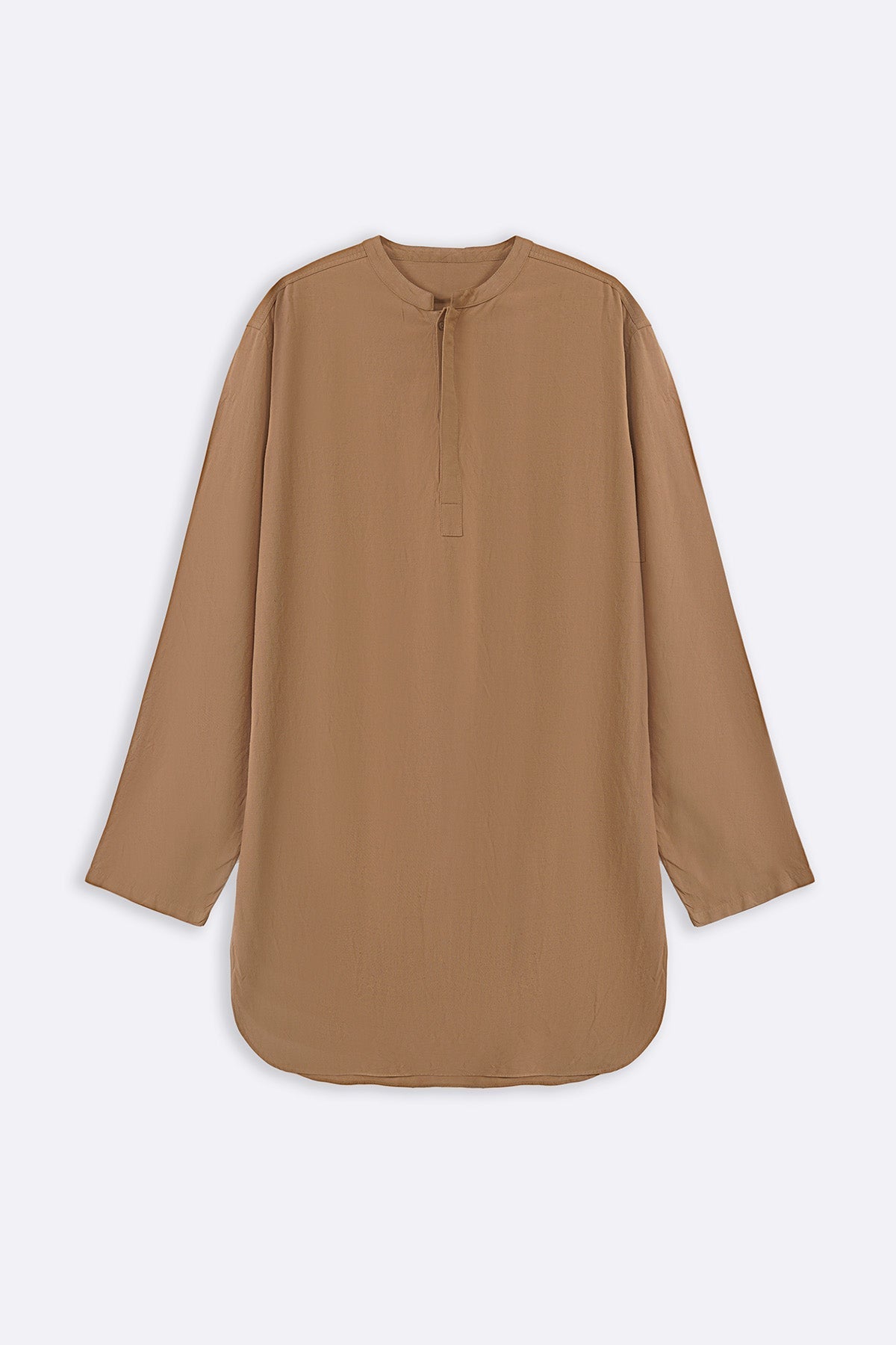 KHAKI LINEN BLEND LONG SHIRT