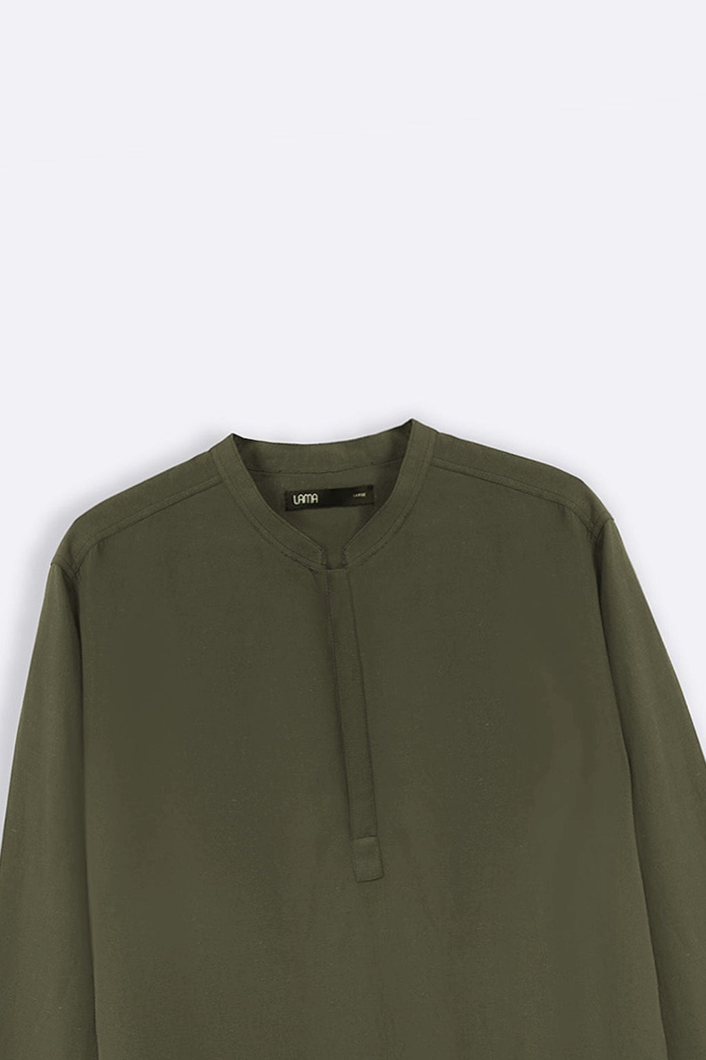 OLIVE LINEN BLEND LONG SHIRT
