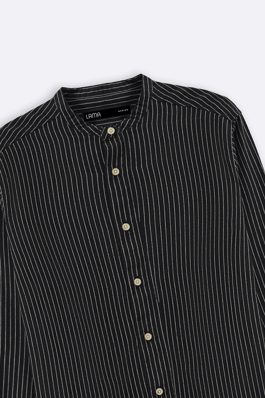 BLACK MANDARIN COLLAR SHIRT