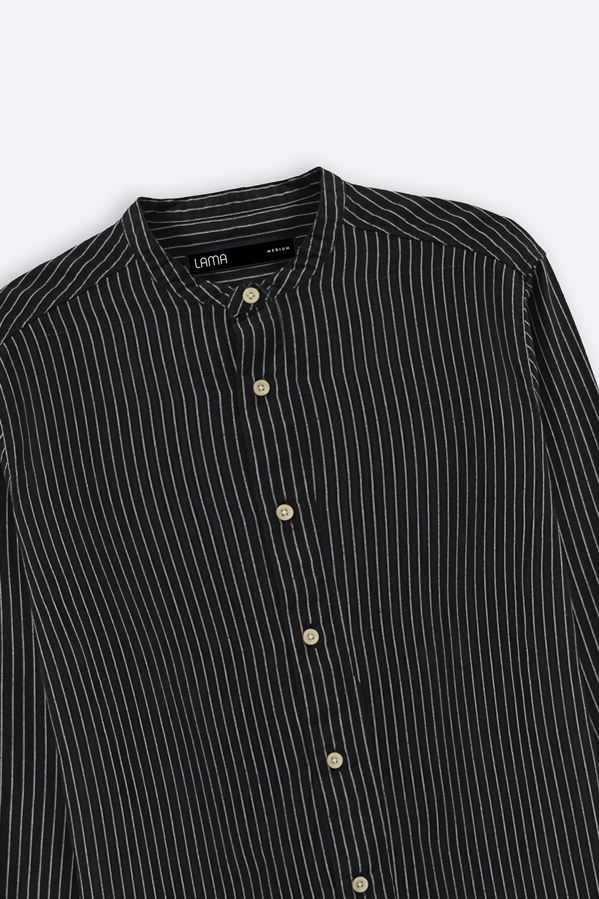 BLACK MANDARIN COLLAR SHIRT