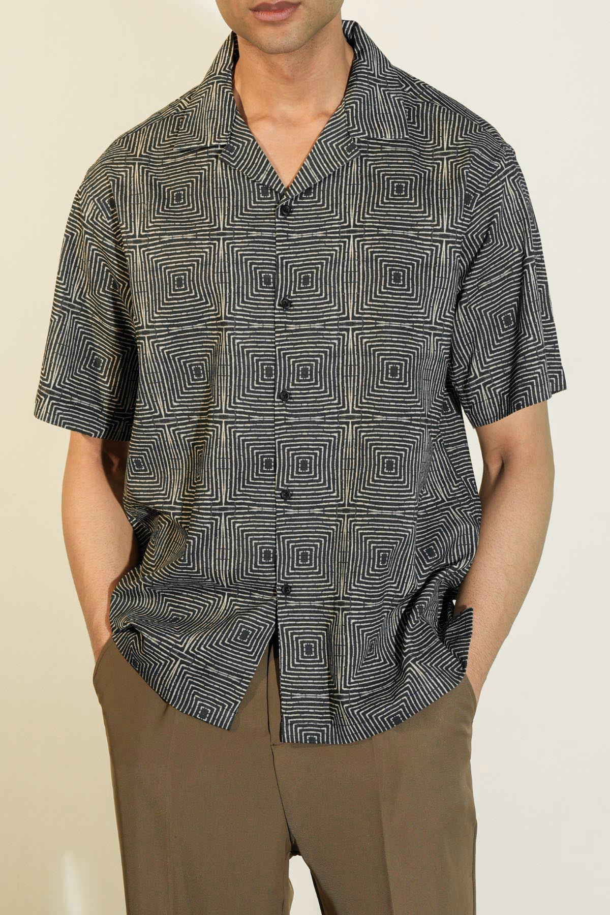 BLACK BATIK SAFARI SHIRT
