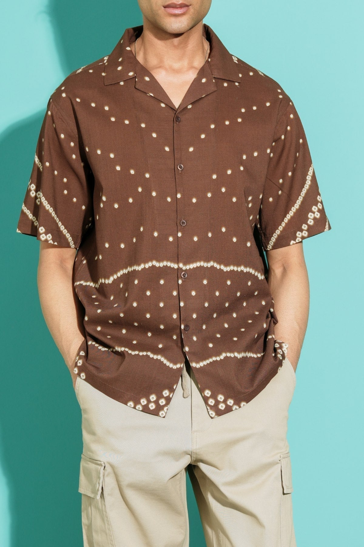 BROWN BANDHNI SAFARI SHIRT