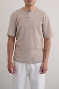 BEIGE JACQUARD HENLEY