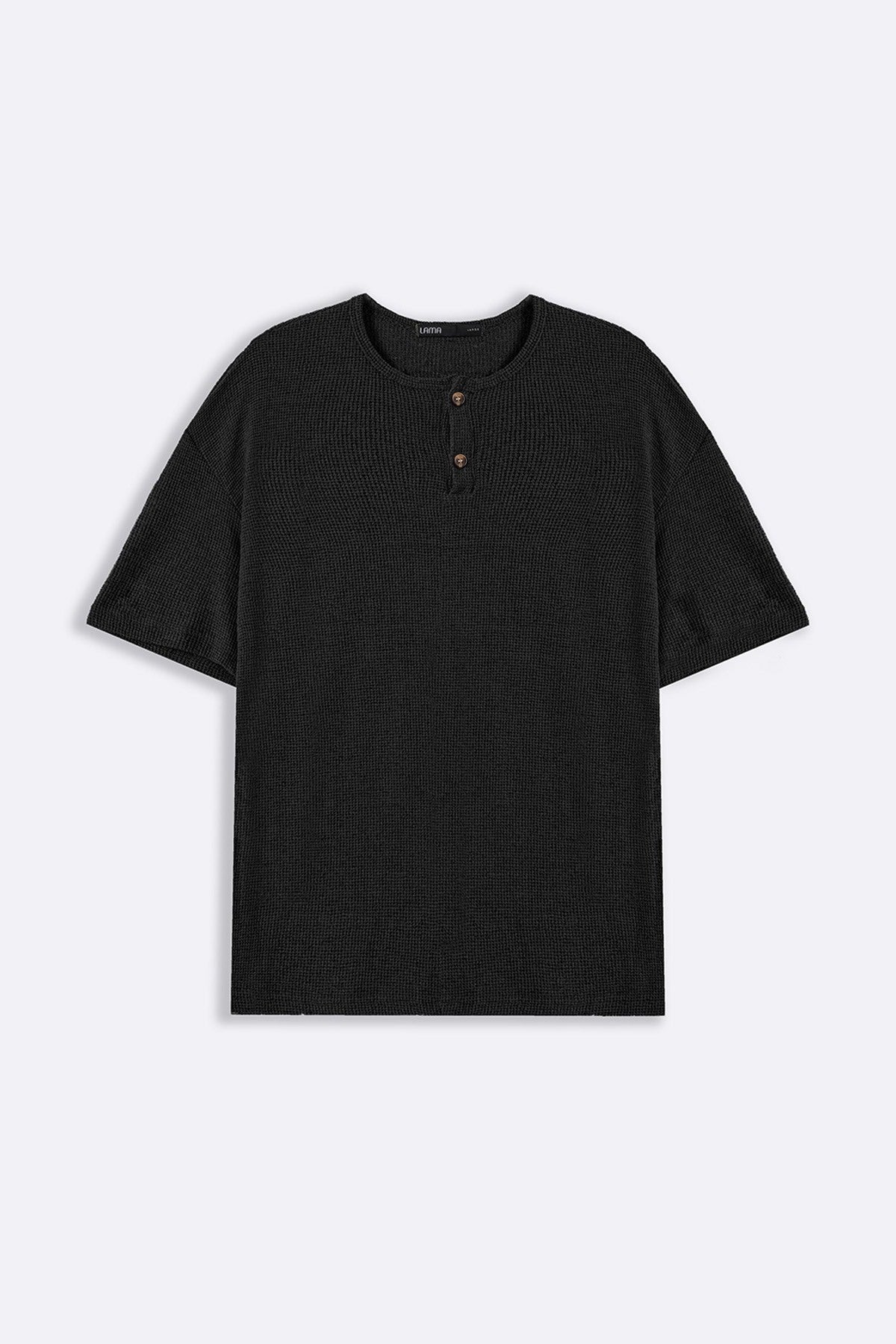 BLACK JACQUARD HENLEY