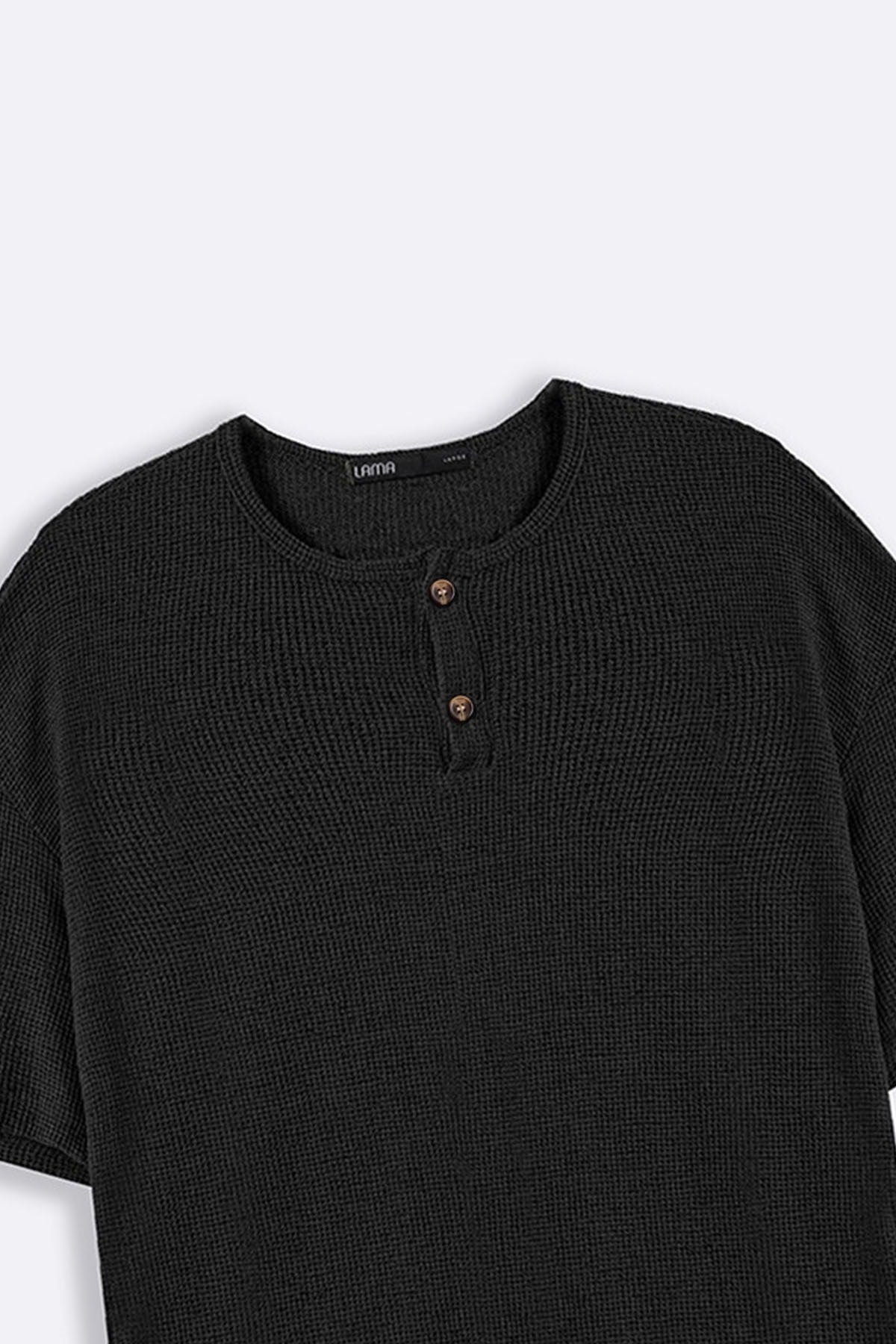 BLACK JACQUARD HENLEY