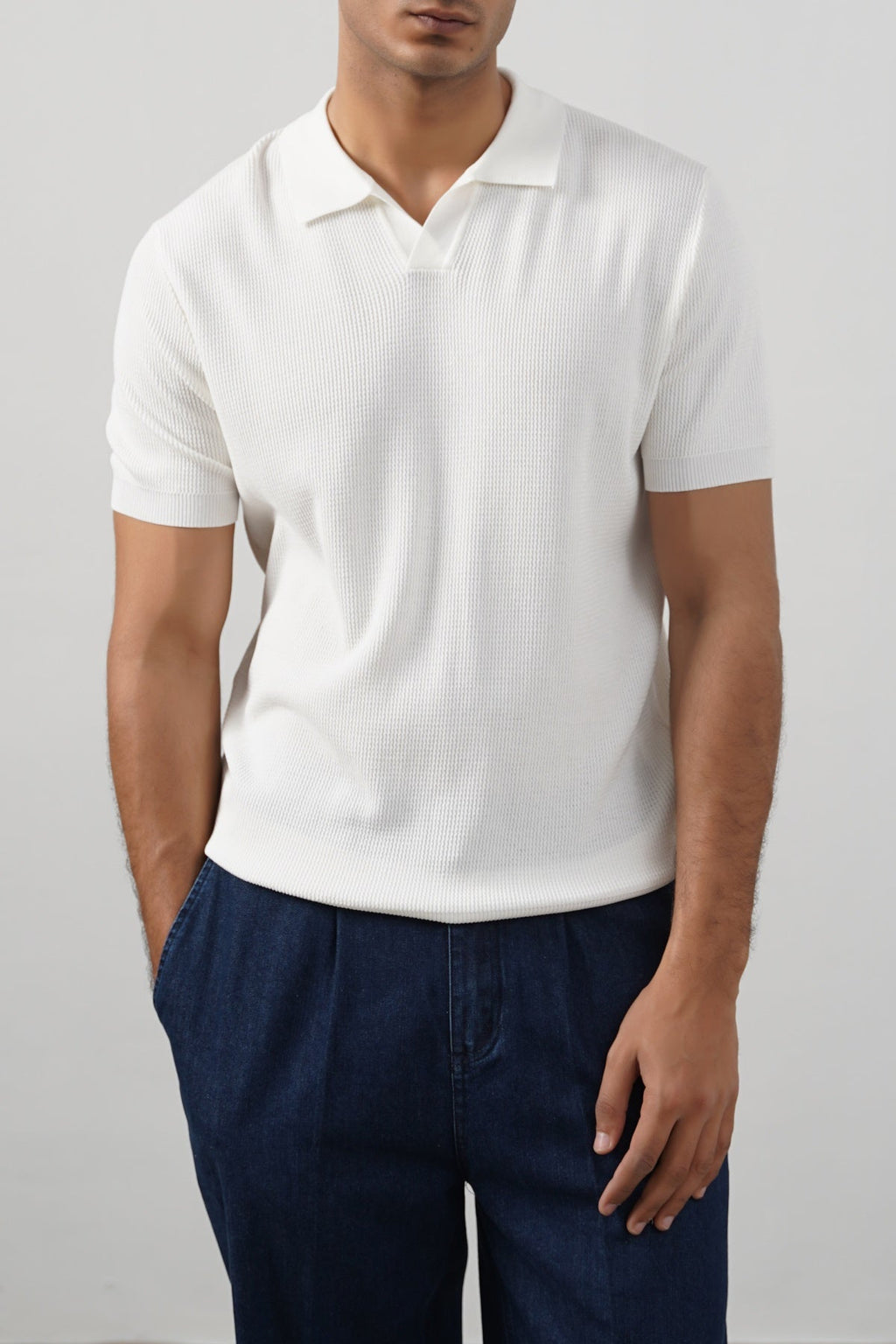 WHITE REFINED KNIT POLO