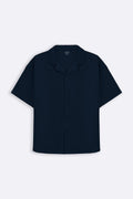 NAVY KNITTED RESORT SHIRT