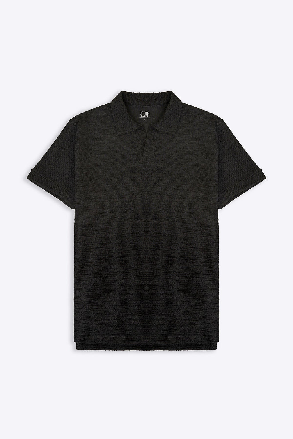 BLACK BOUCLE-KNIT POLO