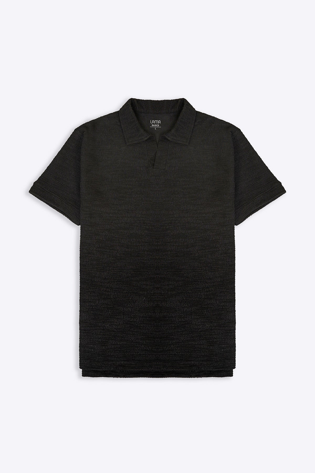 BLACK BOUCLE-KNIT POLO