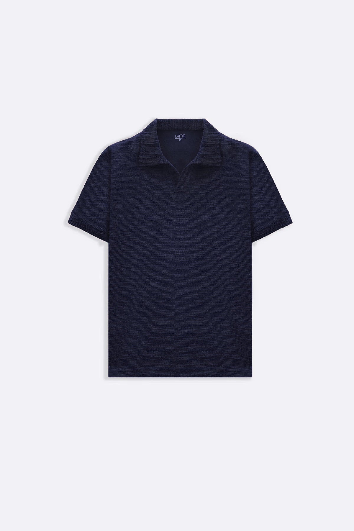 NAVY BOUCLE-KNIT POLO