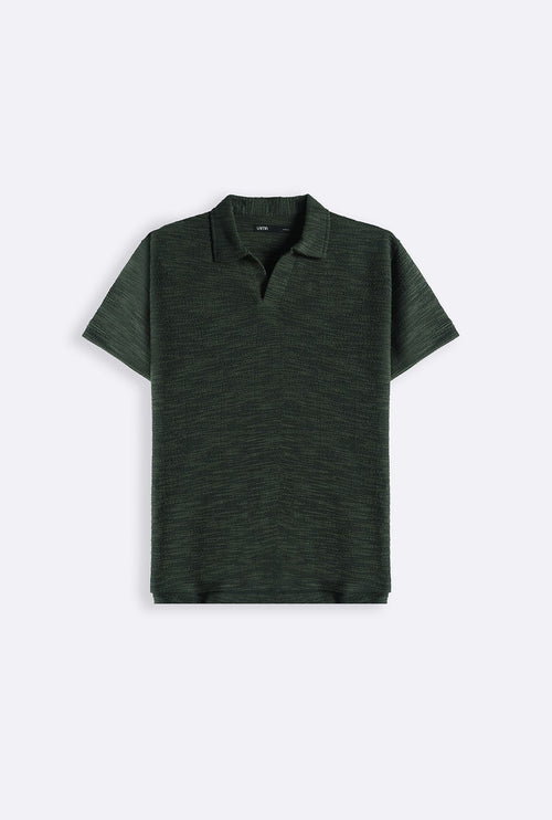 OLIVE BOUCLE-KNIT POLO