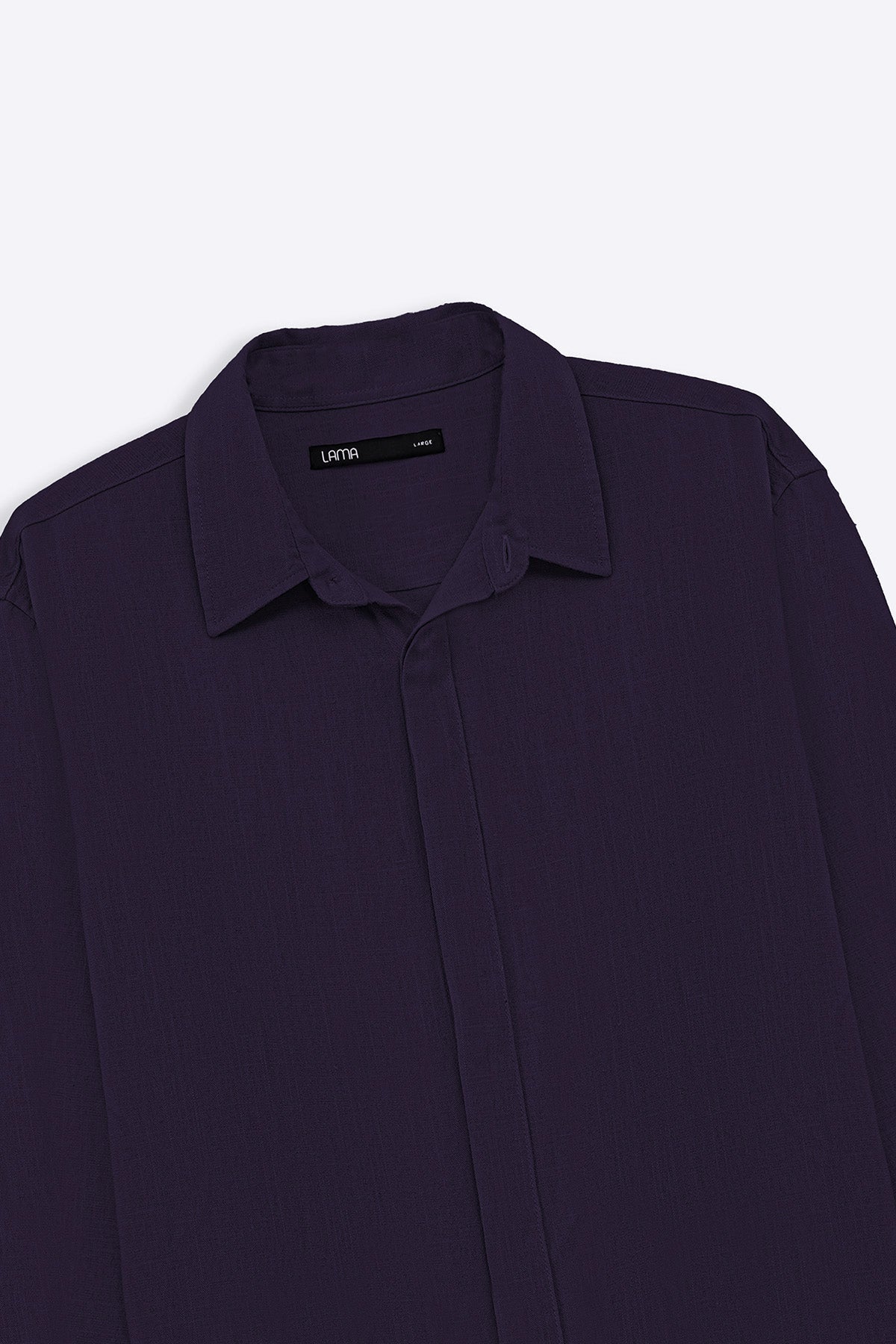 MELANGE NAVY SHIRT WITH HIDDEN PLACKET
