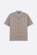 BEIGE SCREEN PRINT SAFARI SHIRT
