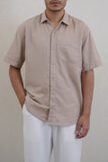 BEIGE RELAXED DOBBY SHIRT