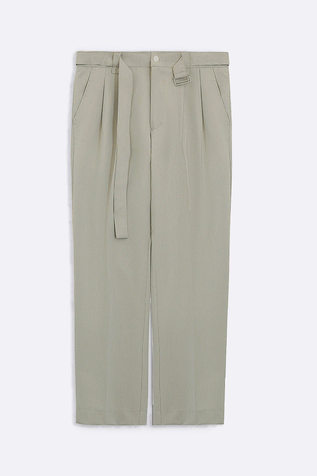 BEIGE SIGNATURE BELTED PANTS