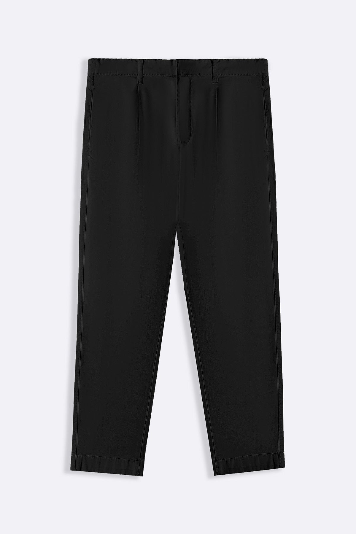 BLACK PLEATED CHINOS